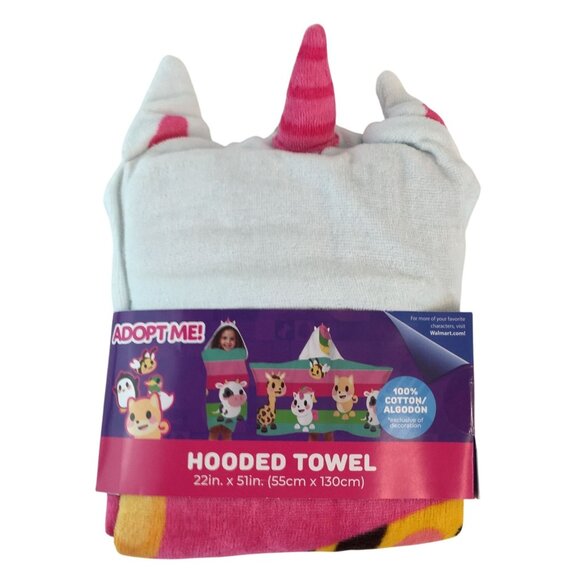 Adopt Me Unicorn Hooded Towel Childrens 22x51 Inch Cotton - Picture 4 of 9